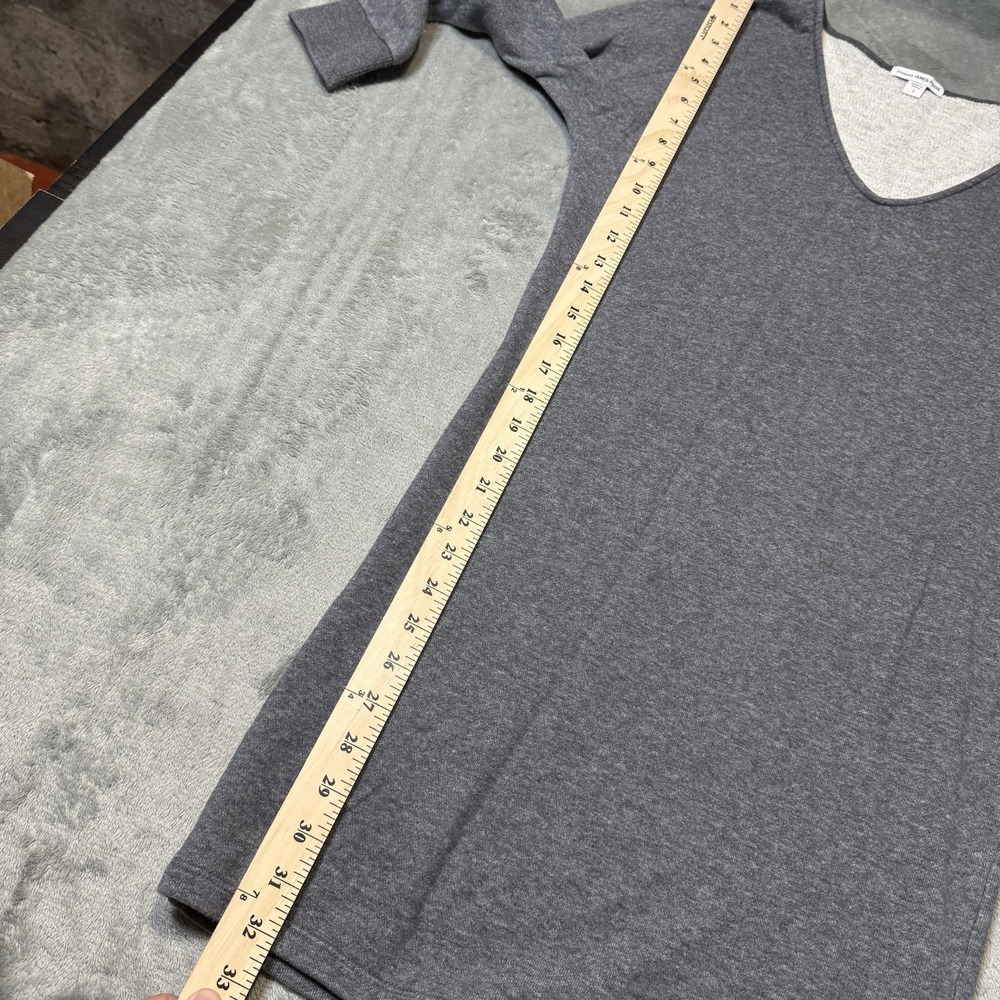 James Perse Womens 3/4 Sleeve V Neck Mini Dress in Gray Terry Fleece Size 1 (S) - Picture 8 of 9